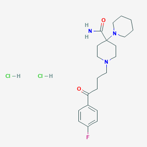 molecular formula C21H31ClFN3O2 B133860 (1,4'-Bipiperidine)-4'-carboxamide, 1'-(4-(4-fluorophenyl)-4-oxobutyl)-, monohydrochloride CAS No. 2448-68-2