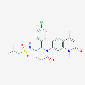 molecular formula C26H30ClN3O4S B13386068 N-[2-(4-chlorophenyl)-1-(1,4-dimethyl-2-oxoquinolin-7-yl)-6-oxopiperidin-3-yl]-2-methylpropane-1-sulfonamide 