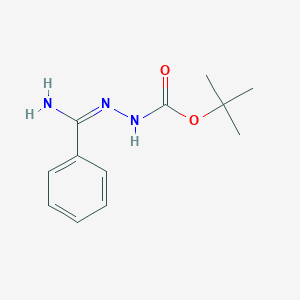 molecular formula C12H17N3O2 B13386146 N'-[1-Amino-1-phenylmethylidene]hydrazinecarboxylic acid tert-butyl ester 