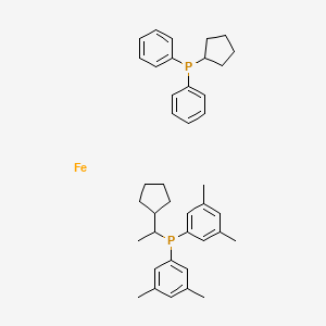 molecular formula C40H50FeP2 B13386157 Cyclopentyl(diphenyl)phosphane;1-cyclopentylethyl-bis(3,5-dimethylphenyl)phosphane;iron 