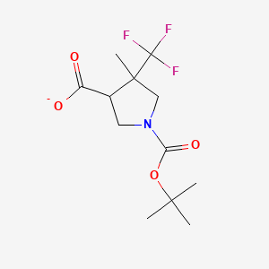 molecular formula C12H17F3NO4- B13386184 1,3-Pyrrolidinedicarboxylic acid, 4-methyl-4-(trifluoromethyl)-, 1-(1,1-dimethylethyl) ester 