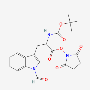 molecular formula C21H23N3O7 B13386357 N-Boc-N1-formyl-L-tryptophan succinimido ester 