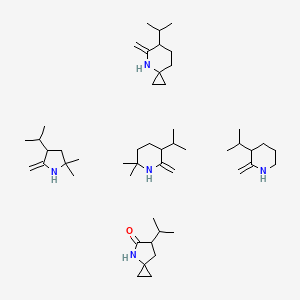 molecular formula C50H91N5O B13386412 2,2-dimethyl-6-methylidene-5-propan-2-ylpiperidine;2,2-dimethyl-5-methylidene-4-propan-2-ylpyrrolidine;5-methylidene-6-propan-2-yl-4-azaspiro[2.5]octane;2-methylidene-3-propan-2-ylpiperidine;6-propan-2-yl-4-azaspiro[2.4]heptan-5-one 