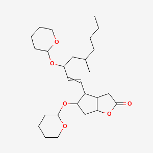 molecular formula C27H44O6 B13386480 (3aR,4R,5R,6aS)-4-[(3S,5S)-5-methyl-3-(oxan-2-yloxy)non-1-enyl]-5-(oxan-2-yloxy)-3,3a,4,5,6,6a-hexahydrocyclopenta[b]furan-2-one 