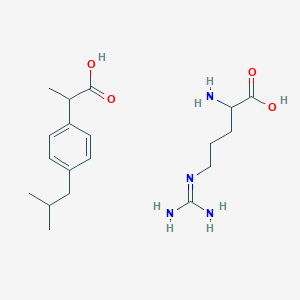 molecular formula C19H32N4O4 B13386496 2-Amino-5-(diaminomethylideneamino)pentanoic acid;2-[4-(2-methylpropyl)phenyl]propanoic acid 