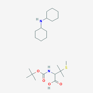 molecular formula C23H44N2O4S B13386523 (2R)-2-{[(tert-butoxy)carbonyl]amino}-3-methyl-3-(methylsulfanyl)butanoic acid; N-cyclohexylcyclohexanamine 