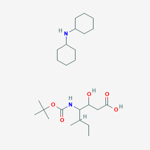 molecular formula C25H48N2O5 B13386544 N-cyclohexylcyclohexanamine;3-hydroxy-5-methyl-4-[(2-methylpropan-2-yl)oxycarbonylamino]heptanoic acid 