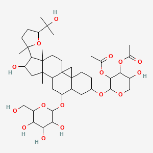 molecular formula C43H68O16 B13386560 [3-Acetyloxy-5-hydroxy-2-[[14-hydroxy-15-[5-(2-hydroxypropan-2-yl)-2-methyloxolan-2-yl]-12,16-dimethyl-9-[3,4,5-trihydroxy-6-(hydroxymethyl)oxan-2-yl]oxy-6-pentacyclo[9.7.0.01,3.03,8.012,16]octadecanyl]oxy]oxan-4-yl] acetate 
