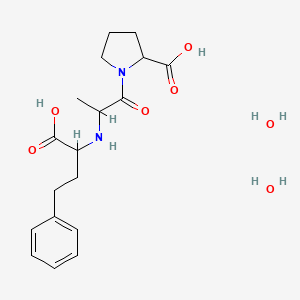 molecular formula C18H28N2O7 B13386566 1-[2-[(1-Carboxy-3-phenylpropyl)amino]propanoyl]pyrrolidine-2-carboxylic acid;dihydrate 