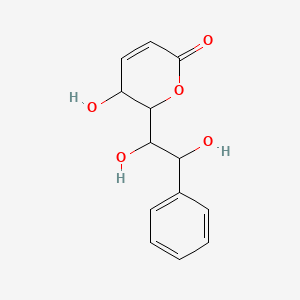 molecular formula C13H14O5 B13386614 2-(1,2-Dihydroxy-2-phenylethyl)-3-hydroxy-2,3-dihydropyran-6-one 