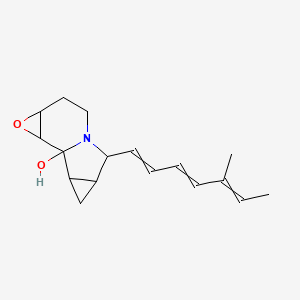 molecular formula C17H23NO2 B13386626 8-(5-Methylhepta-1,3,5-trienyl)-3-oxa-7-azatetracyclo[5.4.0.02,4.09,11]undecan-1-ol 