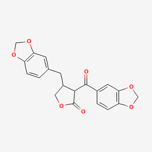 molecular formula C20H16O7 B13386716 (3S,4R)-3-(1,3-Benzodioxol-5-ylcarbonyl)-4-(1,3-benzodioxol-5-ylmethyl)dihydro-2(3H)-furanone 