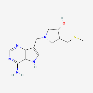 molecular formula C13H19N5OS B13386760 1-(4-Amino-5H-pyrrolo[3,2-d]pyrimidin-7-ylmethyl)-4-methylsulfanylmethyl-pyrrolidin-3-ol 