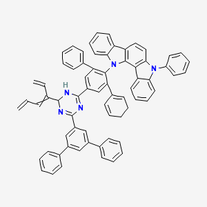 molecular formula C69H51N5 B13386778 12-[2-Cyclohexa-1,5-dien-1-yl-4-[4-(3,5-diphenylphenyl)-2-hexa-1,3,5-trien-3-yl-1,2-dihydro-1,3,5-triazin-6-yl]-6-phenylphenyl]-5-phenylindolo[3,2-c]carbazole CAS No. 9003-74-1