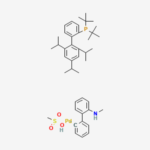 molecular formula C43H61NO3PPdS- B13386862 Ditert-butyl-[2-[2,4,6-tri(propan-2-yl)phenyl]phenyl]phosphane;methanesulfonic acid;N-methyl-2-phenylaniline;palladium 