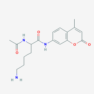 molecular formula C18H23N3O4 B13386866 2-acetamido-6-amino-N-(4-methyl-2-oxochromen-7-yl)hexanamide 