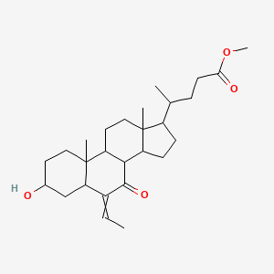 molecular formula C27H42O4 B13386874 methyl 4-(6-ethylidene-3-hydroxy-10,13-dimethyl-7-oxo-2,3,4,5,8,9,11,12,14,15,16,17-dodecahydro-1H-cyclopenta[a]phenanthren-17-yl)pentanoate 