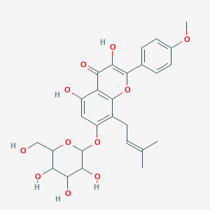 molecular formula C27H30O11 B13387280 3,5-Dihydroxy-2-(4-methoxyphenyl)-8-(3-methylbut-2-enyl)-7-[3,4,5-trihydroxy-6-(hydroxymethyl)oxan-2-yl]oxychromen-4-one 