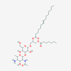 molecular formula C39H70N2O13 B13387315 [1-[4-(3-Acetamido-5-amino-4-hydroxy-6-methyloxan-2-yl)oxy-3,5-dihydroxy-6-(hydroxymethyl)oxan-2-yl]oxy-3-heptanoyloxypropan-2-yl] pentadec-7-enoate 
