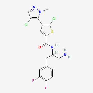 molecular formula C18H16Cl2F2N4OS B13387328 N-[1-amino-3-(3,4-difluorophenyl)propan-2-yl]-5-chloro-4-(4-chloro-2-methylpyrazol-3-yl)thiophene-2-carboxamide 