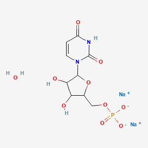 molecular formula C9H13N2Na2O10P B13387377 Disodium;[5-(2,4-dioxopyrimidin-1-yl)-3,4-dihydroxyoxolan-2-yl]methyl phosphate;hydrate 
