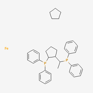 molecular formula C36H42FeP2 B13387388 Cyclopentane;1-(2-diphenylphosphanylcyclopentyl)ethyl-diphenylphosphane;iron 