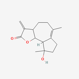 molecular formula C15H20O3 B13387414 9-hydroxy-6,9-dimethyl-3-methylidene-4,5,7,8,9a,9b-hexahydro-3aH-azuleno[4,5-b]furan-2-one 