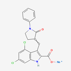 molecular formula C20H13Cl2N2NaO3 B13387587 sodium;4,6-dichloro-3-[(2-oxo-1-phenylpyrrolidin-3-ylidene)methyl]-1H-indole-2-carboxylate 