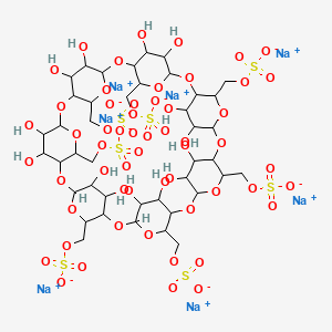 molecular formula C42H63Na7O56S7 B13387745 Heptasodium;[36,37,38,39,40,41,42,43,44,45,46,47,48,49-tetradecahydroxy-10,15,20,25,30,35-hexakis(sulfonatooxymethyl)-2,4,7,9,12,14,17,19,22,24,27,29,32,34-tetradecaoxaoctacyclo[31.2.2.23,6.28,11.213,16.218,21.223,26.228,31]nonatetracontan-5-yl]methyl sulfate 