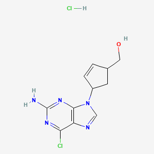 molecular formula C11H13Cl2N5O B13387813 [4-(2-Amino-6-chloropurin-9-yl)cyclopent-2-en-1-yl]methanol;hydrochloride 