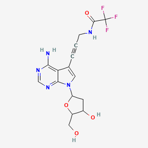 molecular formula C16H16F3N5O4 B13388042 N-(3-(4-Amino-7-((2S,4S,5R)-4-hydroxy-5-(hydroxymethyl)tetrahydrofuran-2-yl)-7H-pyrrolo[2,3-d]pyrimidin-5-yl)prop-2-yn-1-yl)-2,2,2-trifluoroacetamide 