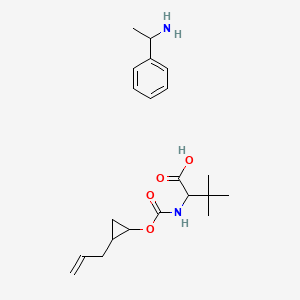 molecular formula C21H32N2O4 B13388060 3,3-Dimethyl-2-[(2-prop-2-enylcyclopropyl)oxycarbonylamino]butanoic acid;1-phenylethanamine 