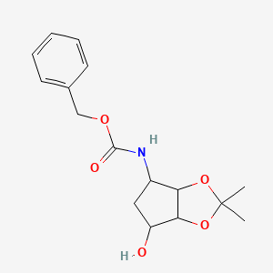 molecular formula C16H21NO5 B13388214 CarbaMicacid,N-[(3aS,4R,6S,6aR)-tetrahydro-6-hydroxy-2,2-diMethyl-4H-cyclopenta-1,3-dioxol-4-yl]-,phenylMethyl ester 
