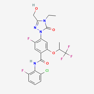 molecular formula C21H18ClF5N4O4 B13388291 N-(2-chloro-6-fluorophenyl)-4-[4-ethyl-3-(hydroxymethyl)-5-oxo-1,2,4-triazol-1-yl]-5-fluoro-2-(1,1,1-trifluoropropan-2-yloxy)benzamide 