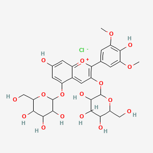 molecular formula C29H35ClO17 B13388311 2-[2-(3,5-Dimethoxy-4-oxidanyl-phenyl)-3-[6-(hydroxymethyl)-3,4,5-tris(oxidanyl)oxan-2-yl]oxy-7-oxidanyl-chromenylium-5-yl]oxy-6-(hydroxymethyl)oxane-3,4,5-triol chloride 