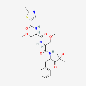 molecular formula C25H32N4O7S B13388416 N-[3-methoxy-1-[[3-methoxy-1-[[1-(2-methyloxiran-2-yl)-1-oxo-3-phenylpropan-2-yl]amino]-1-oxopropan-2-yl]amino]-1-oxopropan-2-yl]-2-methyl-1,3-thiazole-5-carboxamide 