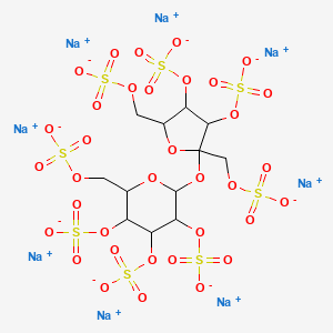 molecular formula C12H14Na8O35S8 B13388474 Octasodium;[2-[3,4-disulfonatooxy-2,5-bis(sulfonatooxymethyl)oxolan-2-yl]oxy-3,5-disulfonatooxy-6-(sulfonatooxymethyl)oxan-4-yl] sulfate 