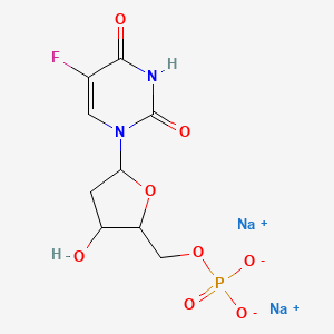molecular formula C9H10FN2Na2O8P B13388567 Sodium ((2R,3S,5R)-5-(5-fluoro-2,4-dioxo-3,4-dihydropyrimidin-1(2H)-yl)-3-hydroxytetrahydrofuran-2-yl)methyl phosphate 
