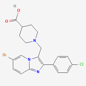 molecular formula C20H19BrClN3O2 B13388599 1-[6-Bromo-2-(4-chlorophenyl)imidazo[1,2-a]pyridin-3-ylmethyl]piperidine-4-carboxylic acid 
