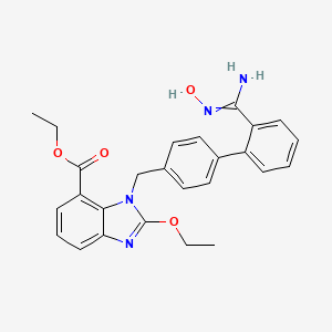 molecular formula C26H26N4O4 B13388786 ethyl 2-ethoxy-3-[[4-[2-[(Z)-N'-hydroxycarbamimidoyl]phenyl]phenyl]methyl]benzimidazole-4-carboxylate 