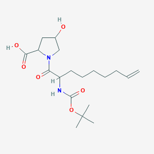 molecular formula C19H32N2O6 B13388819 4-Hydroxy-1-[2-[(2-methylpropan-2-yl)oxycarbonylamino]non-8-enoyl]pyrrolidine-2-carboxylic acid 