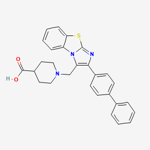 molecular formula C28H25N3O2S B13388843 1-(2-Biphenyl-4-yl-benzo[d]imidazo[2,1-b]thiazol-3-ylmethyl)piperidine-4-carboxylic acid 