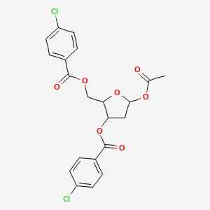 molecular formula C21H18Cl2O7 B13388920 5-Acetoxy-2-(((4-chlorobenzoyl)oxy)methyl)tetrahydrofuran-3-yl 4-chlorobenzoate 