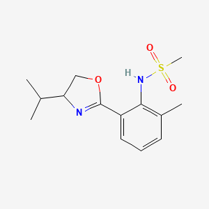 molecular formula C14H20N2O3S B13389192 N-[2-methyl-6-(4-propan-2-yl-4,5-dihydro-1,3-oxazol-2-yl)phenyl]methanesulfonamide 
