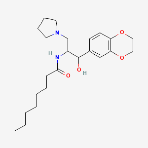 molecular formula C23H36N2O4 B13389313 N-[(1R,2R)-1-(2,3-Dihydro-1,4-benzodioxin-6-yl)-1-hydroxy-3-(1-pyrrolidinyl)-2-propanyl]octanamide;eliglustat tartrate 