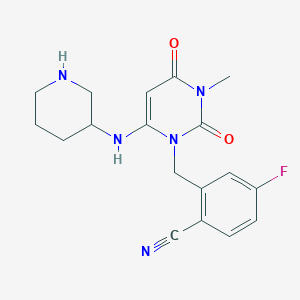 molecular formula C18H20FN5O2 B13389325 4-Fluoro-2-[[3-methyl-2,4-dioxo-6-(piperidin-3-ylamino)pyrimidin-1-yl]methyl]benzonitrile 