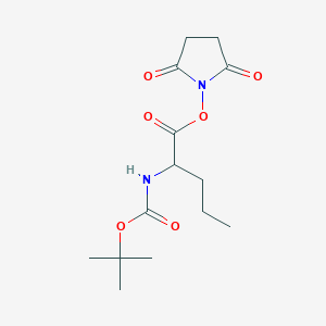 molecular formula C14H22N2O6 B13389406 (2,5-Dioxopyrrolidin-1-yl) 2-[(2-methylpropan-2-yl)oxycarbonylamino]pentanoate 