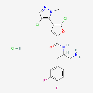 molecular formula C18H17Cl3F2N4O2 B13389469 N-[1-amino-3-(3,4-difluorophenyl)propan-2-yl]-5-chloro-4-(4-chloro-2-methylpyrazol-3-yl)furan-2-carboxamide;hydrochloride 