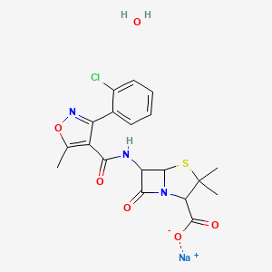 molecular formula C19H19ClN3NaO6S B13389497 Sodium 6-[[3-(2-chlorophenyl)-5-methyl-1,2-oxazol-4-yl]carbonylamino]-3,3-dimethyl-7-oxidanylidene-4-thia-1-azabicyclo[3.2.0]heptane-2-carboxylate hydrate 