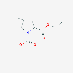 molecular formula C14H25NO4 B13389566 1-O-tert-butyl 2-O-ethyl 4,4-dimethylpyrrolidine-1,2-dicarboxylate 